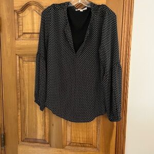 LOFT Black and White Dotted Blouse